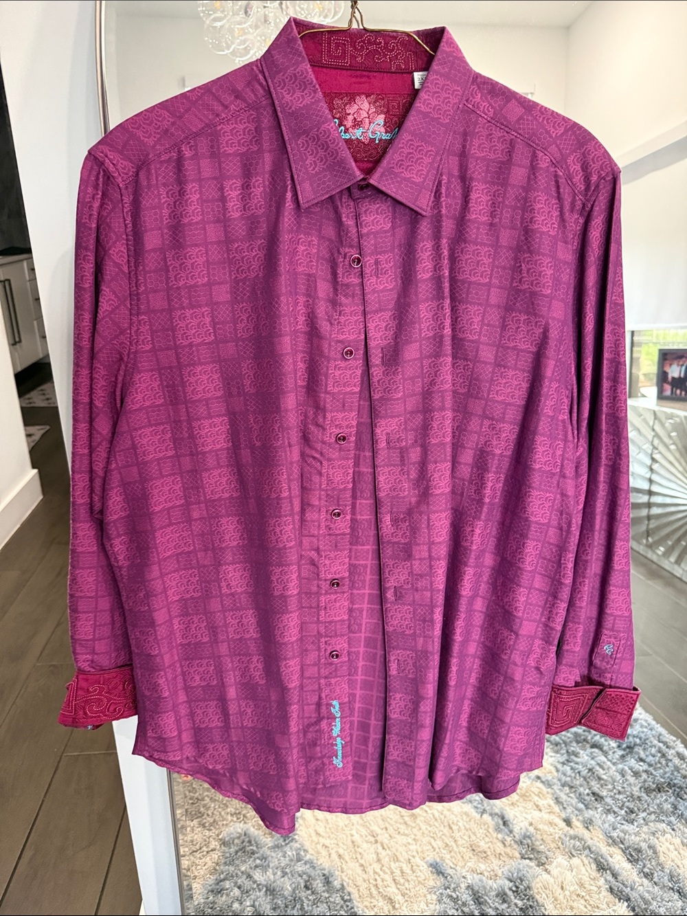 Robert Graham Men's Magenta Patterned Button-Down Shirt